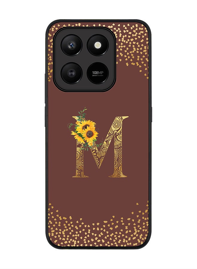 For Honor X7d 4G / X7d 5G / 400 Smart Case,Slim fit Camera Protection, Shockproof Thin Phone cover  - Custom Floral Monogram - M  (Brown )